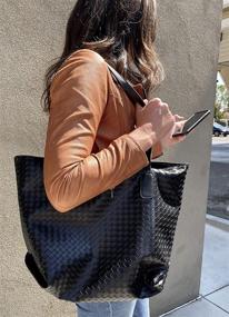 img 1 attached to 👜 Bella Luna Women's Stylish Faux Leather Tote Shoulder Bag/Purse: Large, Soft Woven Design
