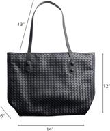 π bella luna women's stylish faux leather tote shoulder bag/purse: large, soft woven design logo