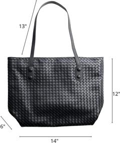 img 2 attached to 👜 Bella Luna Women's Stylish Faux Leather Tote Shoulder Bag/Purse: Large, Soft Woven Design
