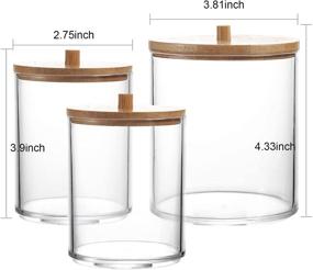 img 3 attached to 🛁 DoMiDoLa Set of 3 Acrylic Qtip Holder Dispensers for Cotton Balls, Pads, and Swabs - Clear Plastic Apothecary Jars for Bathroom Canister Accessories Storage and Vanity Makeup Organization