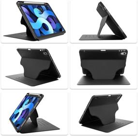 img 1 attached to 📱 DTTO iPad Air 4 Case: Extra Protective and Slim Cover with Pencil Holder, Magnetic Closure, and 6 Stand Angles in Black