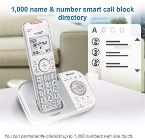 img 1 attached to VTech VS112-27 DECT 6.0 Беспроводный телефон для дома с автоответчиком, блокировкой звонков, идентификацией вызывающего, Bluetooth, интеркомом и подключением к сотовому телефону - серебряный и белый