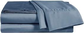 img 4 attached to 🛏️ King Size Bamboo Sheet Set - 100% Natural & Super Soft, Deep Pocket up to 18 inches, Luxurious Cooling, Silk Sateen Weave Bamboo Viscose Bed Sheets, Marine Blue (4 Pieces)