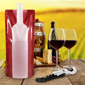 img 2 attached to 🍷 SENHAI 4 Pack Foldable Wine Bag, Portable Reusable 750ml Plastic Bottle Pouch - Red: Collapsible Liquid Leak Proof Flask Holder for Travel, Gift - Ideal for Wine, Liquor, & Beverages