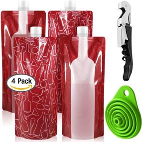 img 3 attached to 🍷 SENHAI 4 Pack Foldable Wine Bag, Portable Reusable 750ml Plastic Bottle Pouch - Red: Collapsible Liquid Leak Proof Flask Holder for Travel, Gift - Ideal for Wine, Liquor, & Beverages