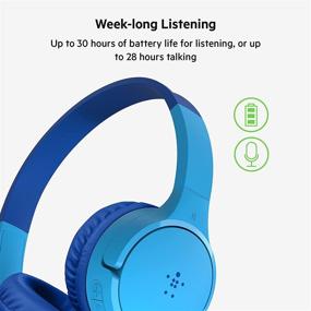 img 2 attached to 🎧 Беспроводные наушники Belkin SoundForm Mini Kids - портативные накладные гарнитуры с микрофоном, чехолом для переноски - идеально подходят для школы - совместимы с iPhone, iPad, Galaxy и другими устройствами - голубые