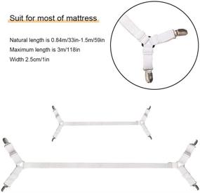 img 2 attached to 🛏️ 2Pcs Adjustable Crisscross Bed Sheet Holder Straps, QoeCycth Fitted Sheet Band Straps Grippers Suspenders, Triangle Elastic Mattress Cover Holder Fasteners for All Bed Sheets, Mattress Covers (White)