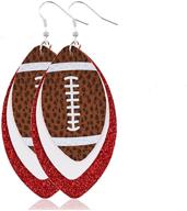 sparkling glitter football ball drop earrings: handmade faux leather, lightweight & multilayered dangles for women, girls, teens - statement jewelry & sport accessory logo