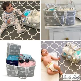 img 1 attached to 👶 Cotton Diaper Caddy Organizer with Changing Pad - Nursery Storage Bin, Changing Table Basket, Car & Toy Storage, Baby Shower Gift Registry for Boy or Girl - Portable Travel Tote