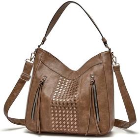 img 4 attached to 👜 Stylish Large Hobo Bags: Vegan Leather Satchel Purses for Women, Crossbody Bucket Design