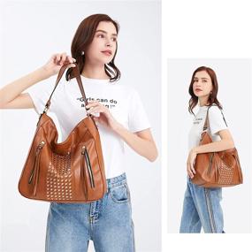 img 3 attached to 👜 Stylish Large Hobo Bags: Vegan Leather Satchel Purses for Women, Crossbody Bucket Design