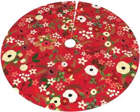 img 2 attached to 🎄 Itupzii Vintage Christmas Floral Hunter Red 36-Inch Tree Skirt - Xmas Decor for Holidays & Vacations