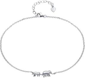 img 4 attached to 🐘 VENSERI Регулируемый браслет на щиколотку из серебра 925 пробы - Удачный дизайн слона-матери со слоненком - Идеальные подарки для лучших подруг женщин.