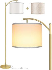 img 4 attached to 🌟 Rottogoon Floor Lamp: Contemporary LED Standing Lamp with Dual Lamp Shades for Living Room and Bedroom - Gold Finish