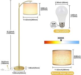 img 1 attached to 🌟 Rottogoon Floor Lamp: Contemporary LED Standing Lamp with Dual Lamp Shades for Living Room and Bedroom - Gold Finish