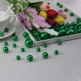 img 3 attached to 💚 WELMATCH 0.75 LB Faux Pearl Beads - 120 pcs Green Pearl Vase Fillers Assorted Sizes with 3200 pcs Clear Water Beads for Home Wedding Events Decoration (Green, 120 pcs)