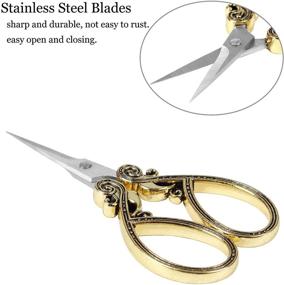 img 2 attached to BIHRTC Small Craft Scissors 4.5 Inch Stainless Steel Sharp Tip Sewing Scissors 🔪 Embroidery Scissors DIY Tool Dressmaker Shears Scissor for Sewing Needlework Art Crochet Stitch Golden Scissors