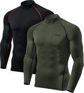 tsla men's thermal long sleeve compression shirts 1 or 2-pack - mock/turtleneck winter sports running base layer top logo