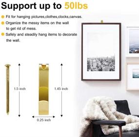 img 3 attached to 🖼️ Professional Picture Hanging Kit - 50 Pcs Heavy Duty Picture Hangers, 50lbs Picture Hooks with Nails for Wooden/Drywall - Ideal for Canvas, Office Pictures, Clocks, and House Decoration