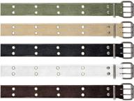 👔 classic double prong buckle white men's belt accessories - vintage style logo