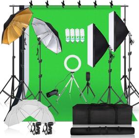 img 4 attached to 📸 Background Support System 8.5 x 10 FT, 6-inch Ring Light 85W 5500K Umbrellas Softbox Continuous Lighting Kit for Photo Studio, Product Portrait, and Video Shooting Photography