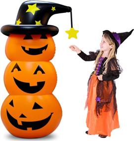 img 4 attached to 🎃 Halloween Inflatables Pumpkin Decorations: Transform Your Outdoor Space with a 4.6 Ft Inflatable Pumpkin Yard Decoration and Witch Hat - Perfect for Courtyard Garden Doorway Halloween Parties