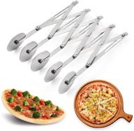 🍕 versatile 5-wheel pastry cutter: stainless steel pizza slicer, expandable multi-round pastry knife for baking, cookies & pizza dough division logo