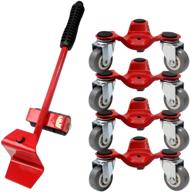 ✨ lvgadr three wheel furniture movers dolly: 6-inch red steel tri-dolly set with 500 lb weight capacity - perfect for home, office, or warehouse use logo