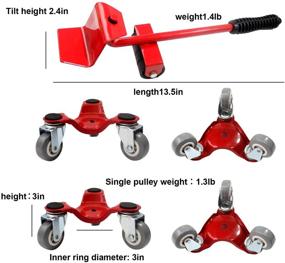 img 3 attached to ✨ LVGADR Three Wheel Furniture Movers Dolly: 6-Inch Red Steel Tri-Dolly Set with 500 lb Weight Capacity - Perfect for Home, Office, or Warehouse Use