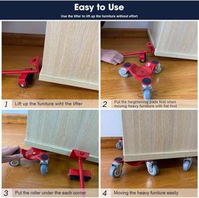 img 2 attached to ✨ LVGADR Three Wheel Furniture Movers Dolly: 6-Inch Red Steel Tri-Dolly Set with 500 lb Weight Capacity - Perfect for Home, Office, or Warehouse Use