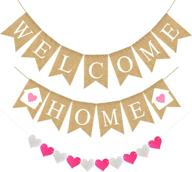 🏡 rustic burlap welcome home banner decorations | bunting garland for welcome home party | welcome home sign logo