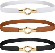 👗 3 pieces women's skinny waist belt - elastic thin belt for waist cinching - stylish accessories for women and girls logo