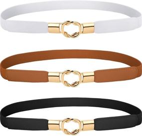 img 4 attached to 👗 3 Pieces Women's Skinny Waist Belt - Elastic Thin Belt for Waist Cinching - Stylish Accessories for Women and Girls