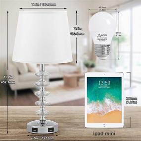 img 3 attached to 💎 3-Way Dimmable Crystal Table Lamp: Touch USB Bedside Lamp with Dual USB Ports and Modern White Shade