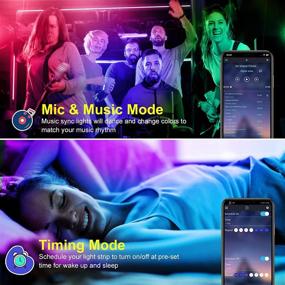 img 1 attached to 🌈 RGB LED Strip Lights for Bedroom and TV, Music Sync Color Changing Rope Lights, 16.4ft Bluetooth App Remote Control Party Light Strip for Birthday Wedding Christmas Thanksgiving Halloween