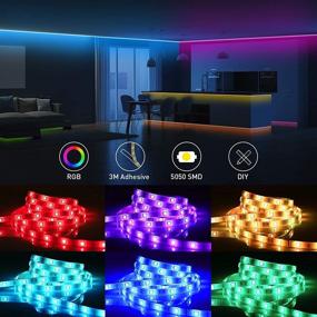 img 2 attached to 🌈 RGB LED Strip Lights for Bedroom and TV, Music Sync Color Changing Rope Lights, 16.4ft Bluetooth App Remote Control Party Light Strip for Birthday Wedding Christmas Thanksgiving Halloween