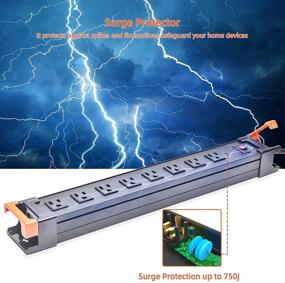 img 1 attached to 💡 Полоса питания с корпусом из алюминиевого сплава и защитой от перенапряжения - 750 Дж, 8 розеток, выключатели для защиты от перегрузки и перенапряжения, индикатор перенапряжения, удлинительный шнур 14AWG 10 футов - 15А / 125В / 1875 Вт / 60 Гц.