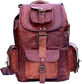 img 1 attached to IndianHandoArt Genuine Leather Hiking College Backpack