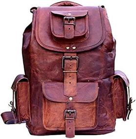 img 2 attached to IndianHandoArt Genuine Leather Hiking College Backpack