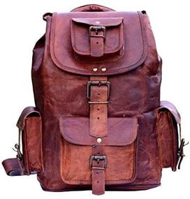 img 3 attached to IndianHandoArt Genuine Leather Hiking College Backpack