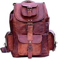 indianhandoart genuine leather hiking college backpack логотип