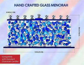 img 3 attached to 🕎 Blue & White Confetti Glass Hanukkah Menorah - Handcrafted Painted Glass Menorah by Ner Mitzvah - Compatible with All Standard Chanukah Candles