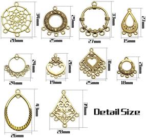 img 2 attached to Earring Charm Connectors, 40pcs Assorted Styles Tibetan Charms for Bohemian Chandelier Earrings, DIY Metal Embellishments for Dangle Earring Jewelry Making, Antique Golden