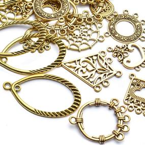 img 1 attached to Earring Charm Connectors, 40pcs Assorted Styles Tibetan Charms for Bohemian Chandelier Earrings, DIY Metal Embellishments for Dangle Earring Jewelry Making, Antique Golden