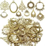 earring charm connectors, 40pcs assorted styles tibetan charms for bohemian chandelier earrings, diy metal embellishments for dangle earring jewelry making, antique golden logo