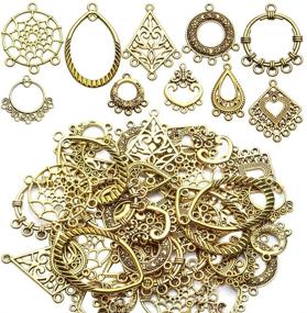 img 4 attached to Earring Charm Connectors, 40pcs Assorted Styles Tibetan Charms for Bohemian Chandelier Earrings, DIY Metal Embellishments for Dangle Earring Jewelry Making, Antique Golden