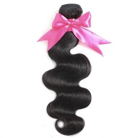 img 2 attached to Mariska 10A Набор для волос Brazilian Virgin Hair Weave - волнистый Body Wave, 100% неподвергнутые обработке наращивания из человеческих волос, 3 набора (14 16 18 дюймов) волос Remy