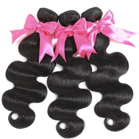 img 3 attached to Mariska 10A Набор для волос Brazilian Virgin Hair Weave - волнистый Body Wave, 100% неподвергнутые обработке наращивания из человеческих волос, 3 набора (14 16 18 дюймов) волос Remy