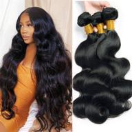 mariska 10a набор для волос brazilian virgin hair weave - волнистый body wave, 100% неподвергнутые обработке наращивания из человеческих волос, 3 набора (14 16 18 дюймов) волос remy логотип