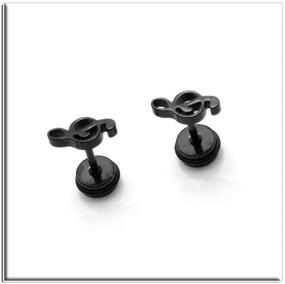 img 3 attached to Xusamss Punk Piercing Music Earrings: Stainless Steel Note Studs for a Stylish Edge